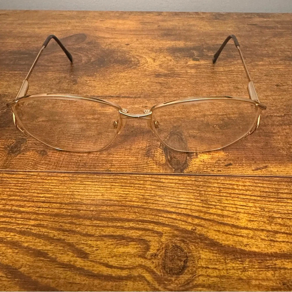 Luxottica Vintage‎ Italian Oval Gold Metal Eyeglass Frames Only 56-15 130